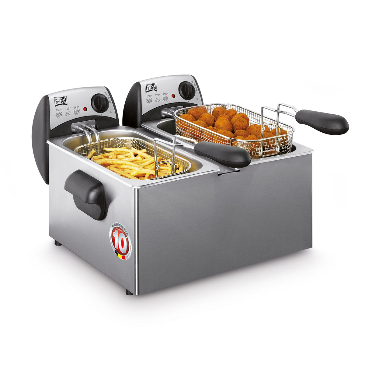 Fritel Fritteuse FR1355 DUO – 6 l, 1,5 kg, 4400 W, Doppel – Edelstahl