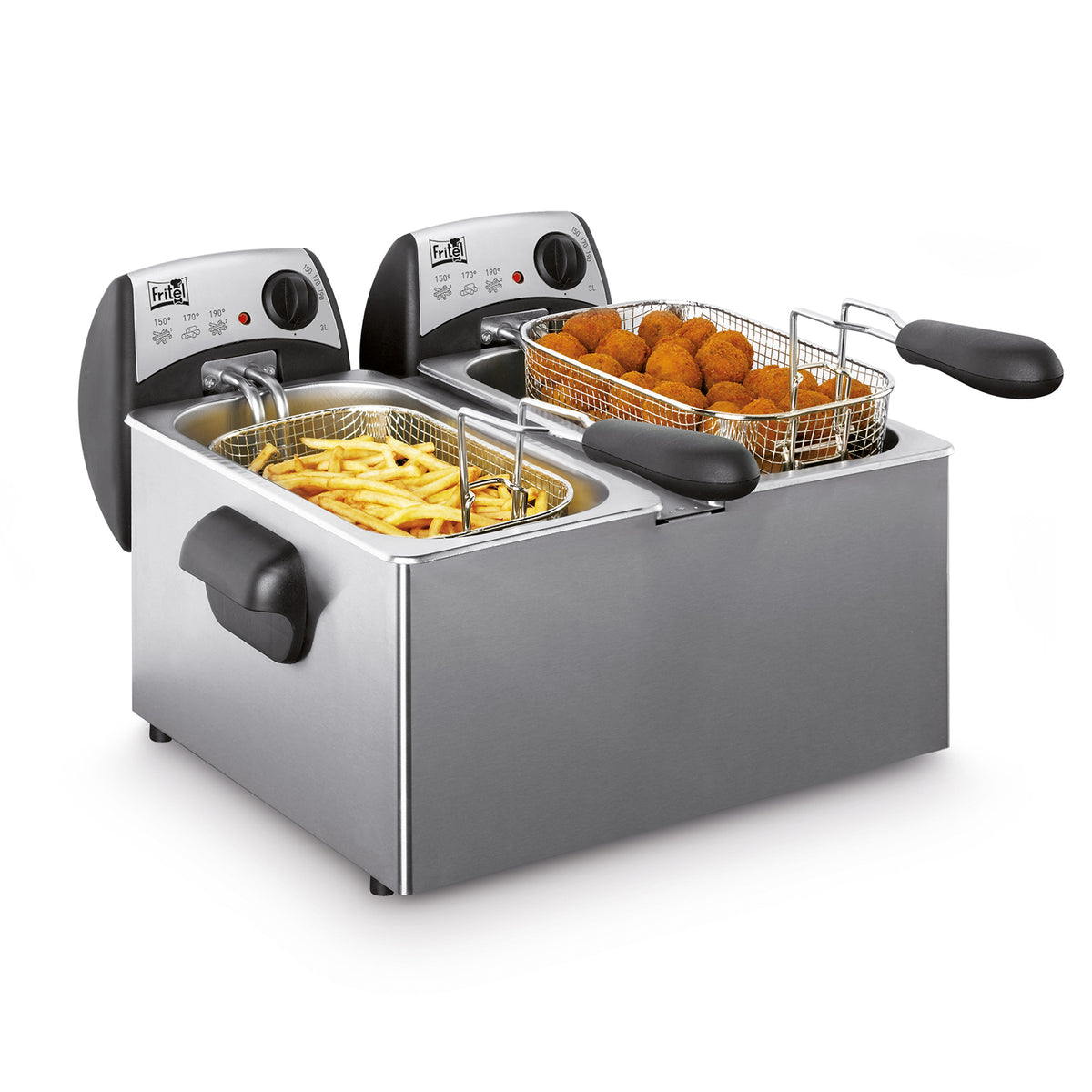 Fritel Fritteuse FR1355 DUO – 6 l, 1,5 kg, 4400 W, Doppel – Edelstahl