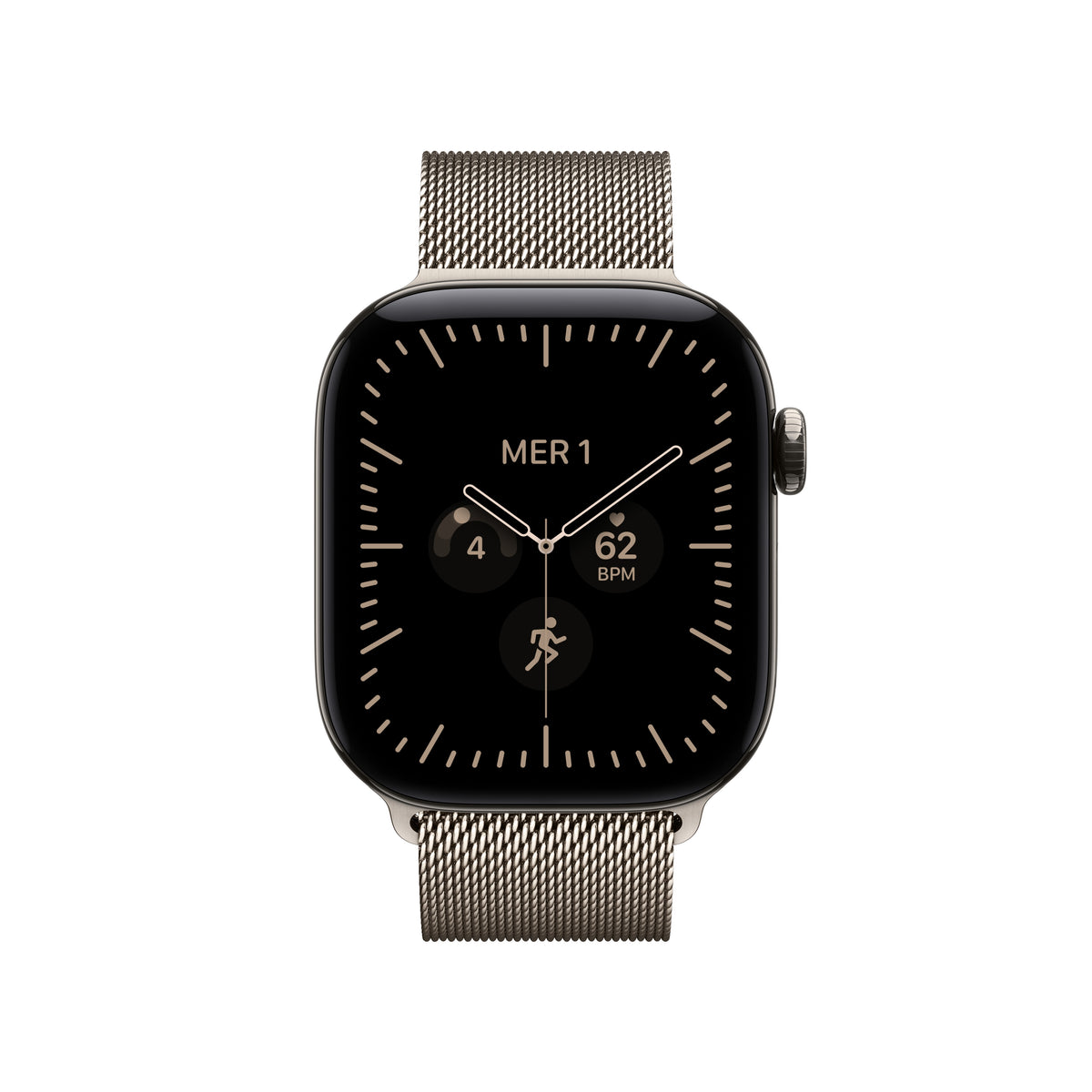 Apple Watch Series 12 42 mm GPS + Cellular – Titan, Natur Milanese Loop, 50 m, für iPhone