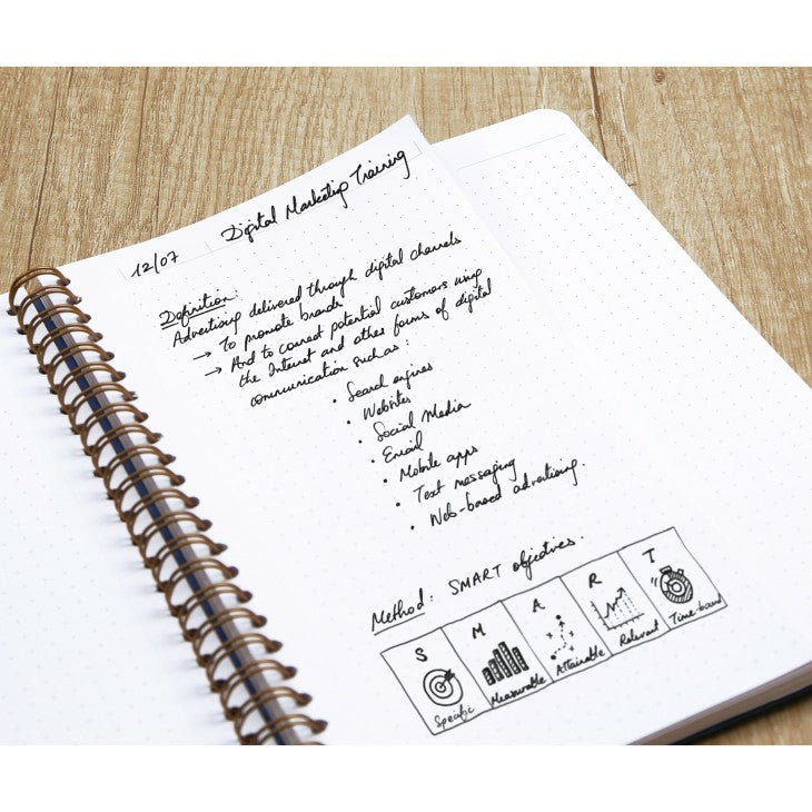 Clairefontaine Notizbuch – A5+ – punktiert 5 mm – 120 Seiten – 90 g/m² – Doppelspirale, Hardcover, grau, PEFC