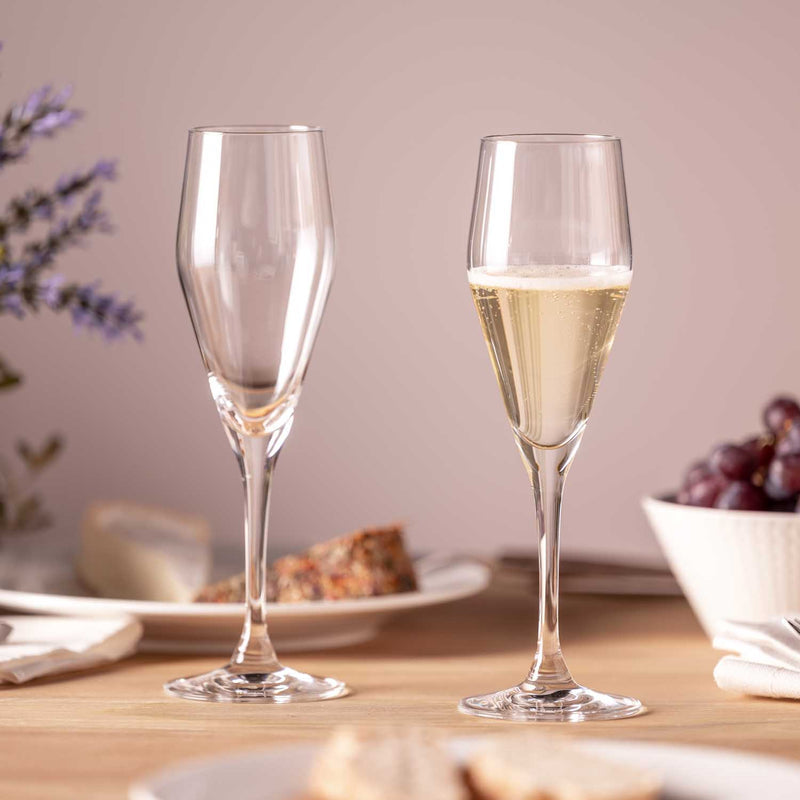 LEONARDO TWENTY4 Champagnerflöte – 0,22 l, Kristallglas, transparent, spülmaschinenfest, 6 Stück
