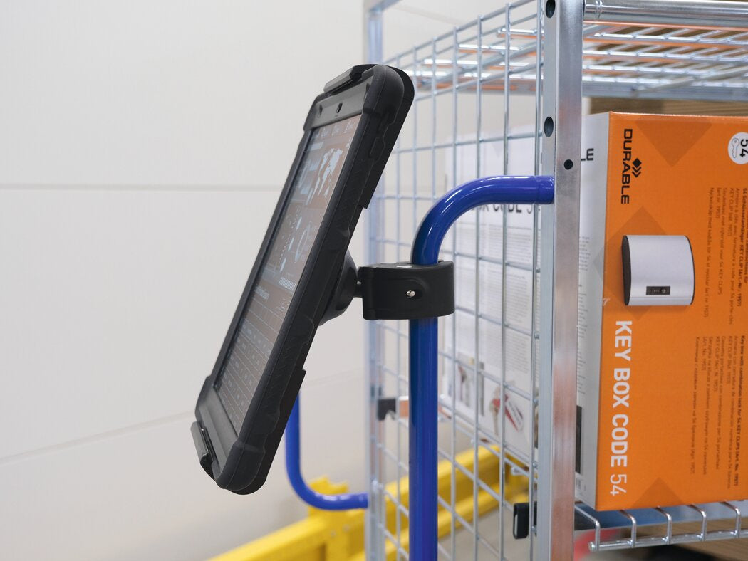 Durable Tablet-Tischhalterung – für 7,0–13,0″, verstellbar 160–275 mm, 360° drehbar – Schwarz