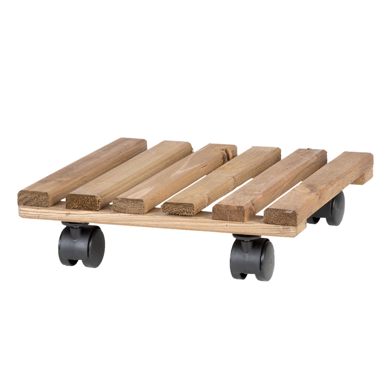 Esschert Design Blumenkübeluntersetzer – Kiefernholz – Braun – mit 4 Schwenkrollen – 291 × 80 × 291 mm