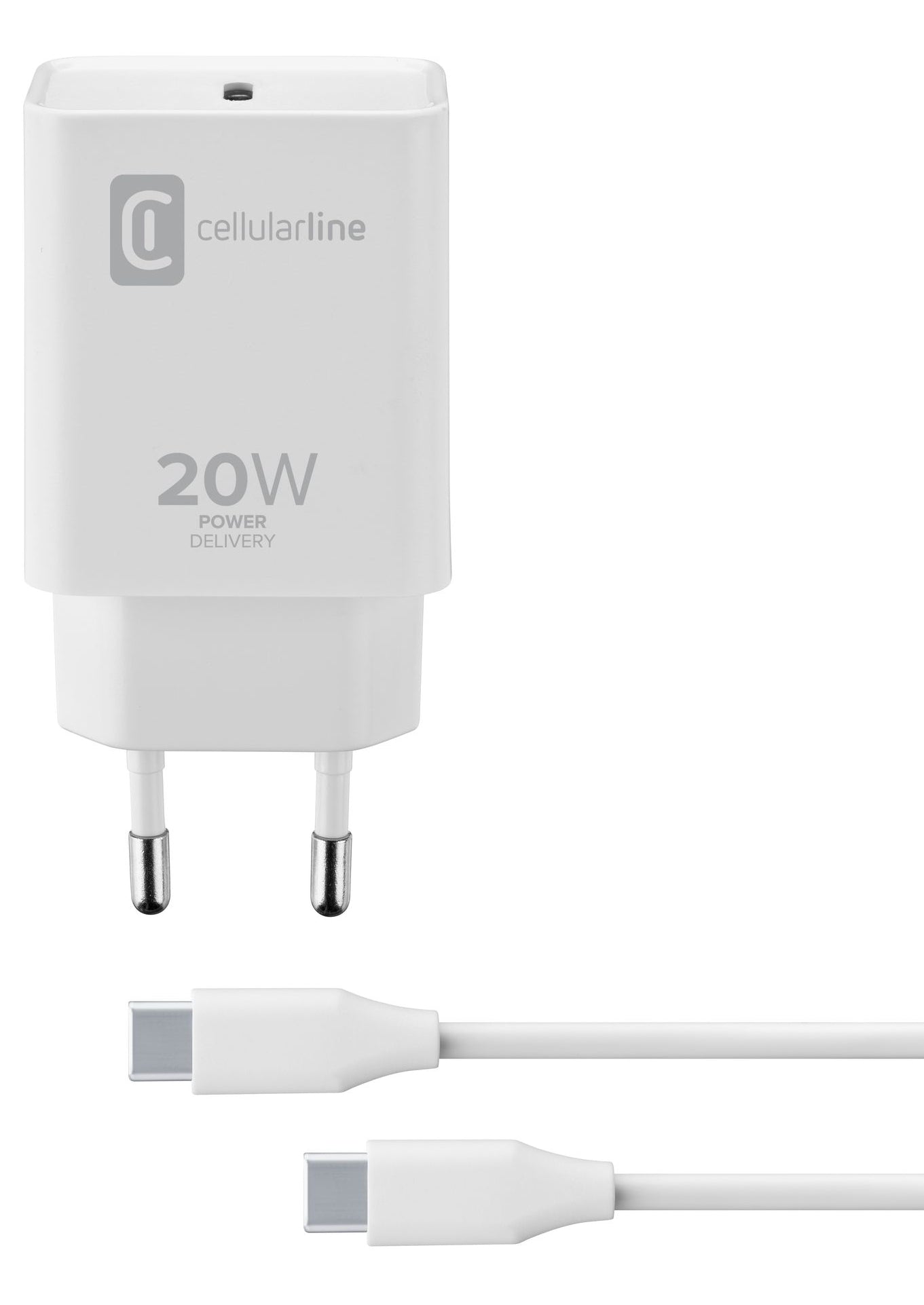 Cellularline USB-Ladegerät 20 W – USB-C×1 – PD – für iPad Pro, iPad Air, USB-C-Laptops – weiss