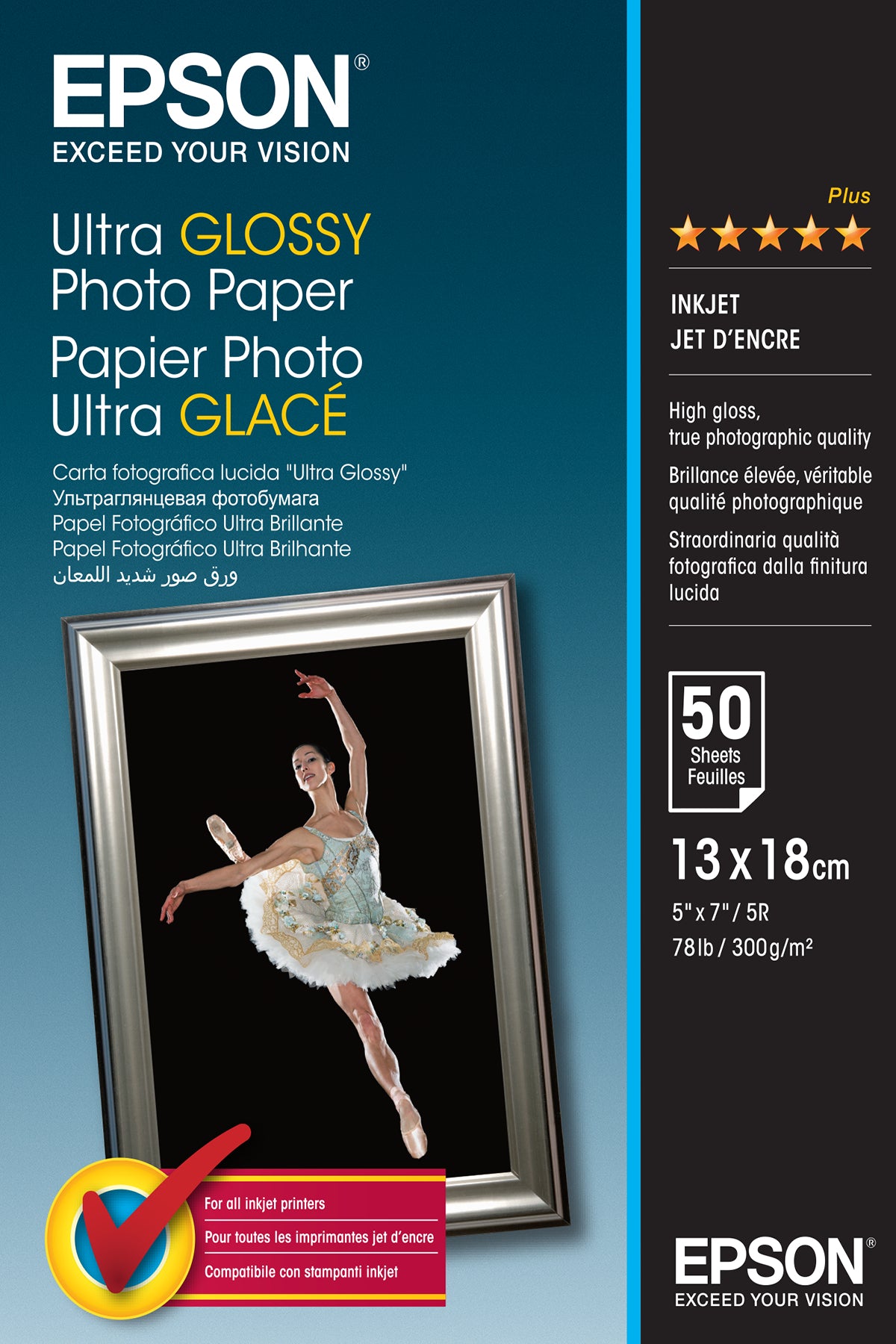 Epson UltraGlossy Fotopapier – glänzend, 130 × 180 mm, 300 g/m², 50 Blatt – für Expression Premium XP-900