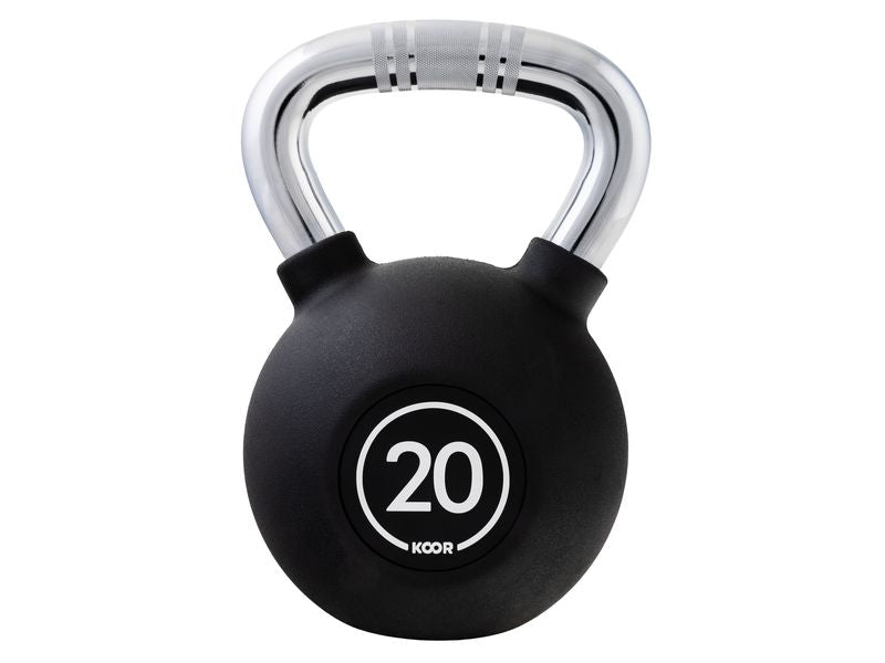 KOOR Kettlebell F02636, 20 kg, Ø 20 cm, 30 cm – Schwarz, Gummi
