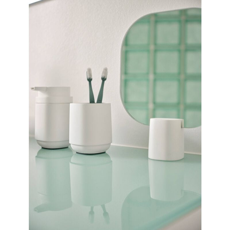 Zone Denmark Zahnbürstenhalter Time – 8×8×9,8 cm, Keramik, Weiss