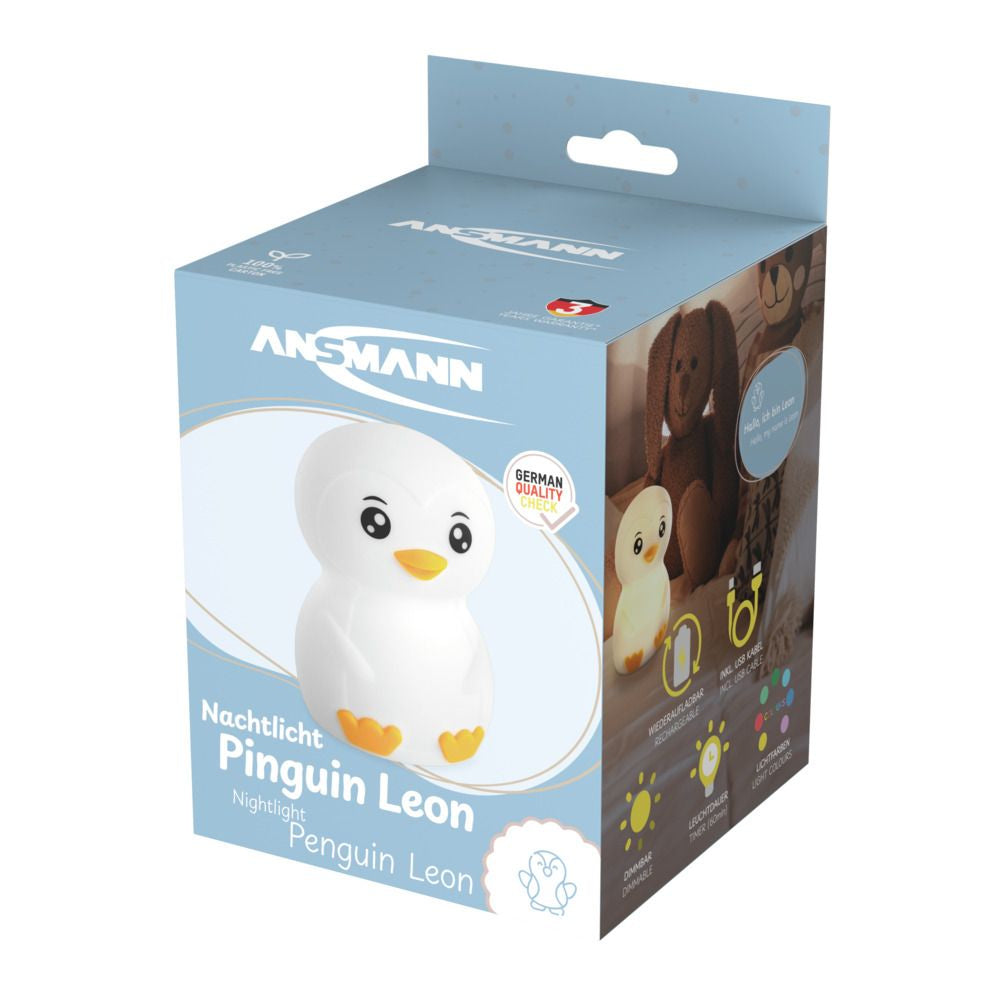 Ansmann Nachtlicht Pinguin – 10 lm, 0,2 W, RGBW, dimmbar, weiss, USB