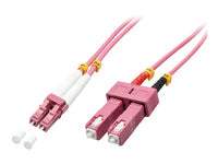 Lindy LWL-Patchkabel – LC-SC, Multi-Mode (OM4), Duplex, 20 m, Pink