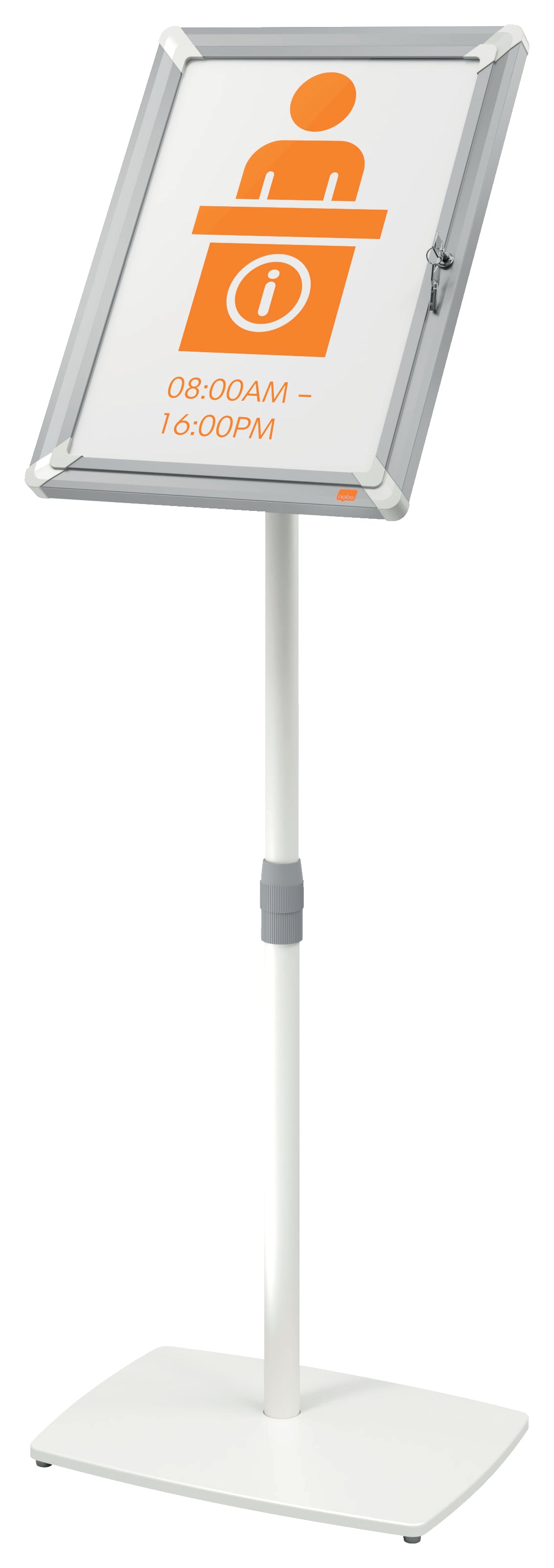 Nobo Infoständer A3 – abschliessbar – Aluminium, silber – Premium Plus