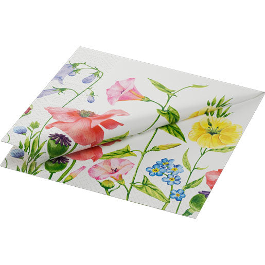 Duni Flowy Meadow Mehrfarbige Servietten – 33 × 33 cm, 3-lagig – 50 Stück