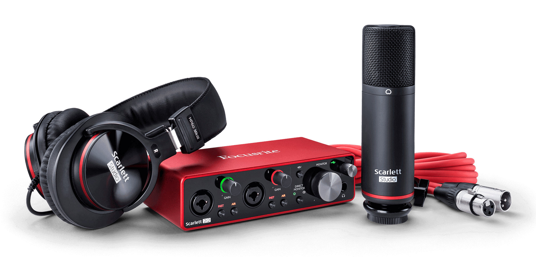 Focusrite Scarlett 2i2 Studio 4th Gen. – USB-Mischpult (2-Kanal), USB 2.0, Schwarz