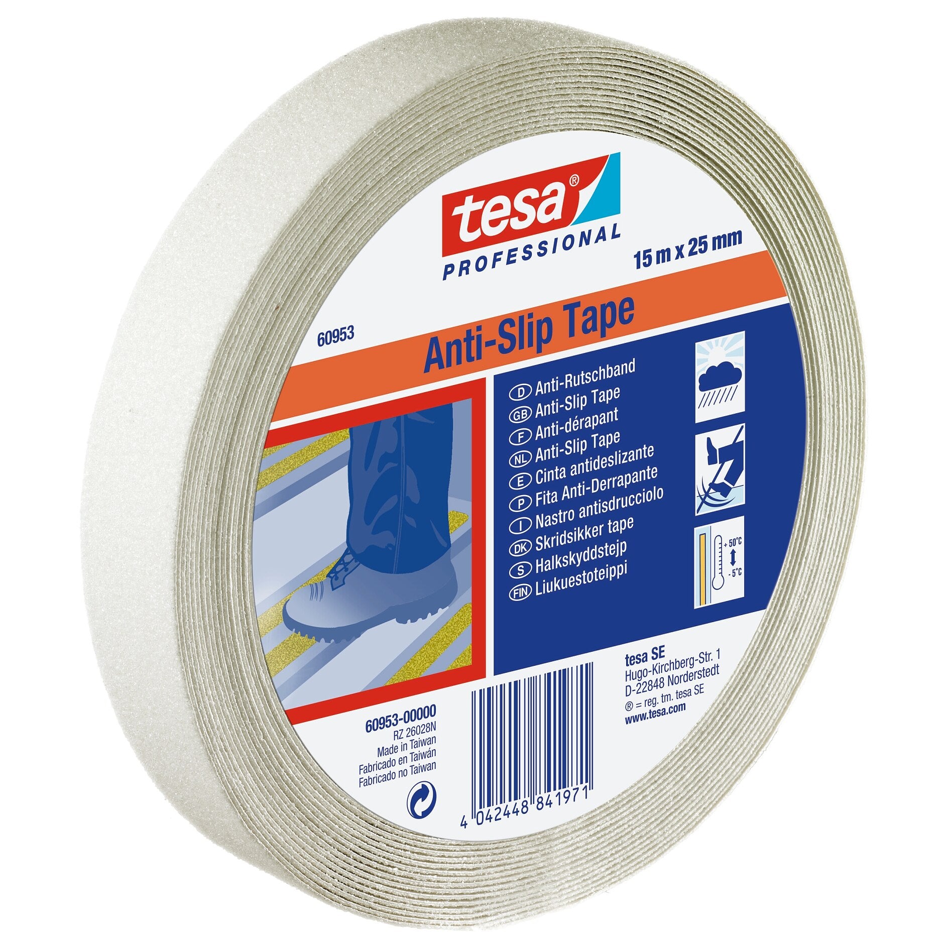 TESA Klarer Klebefilm – 25 mm × 15 m, transparent, Acryl, permanent, wasserfest, 1 Stück
