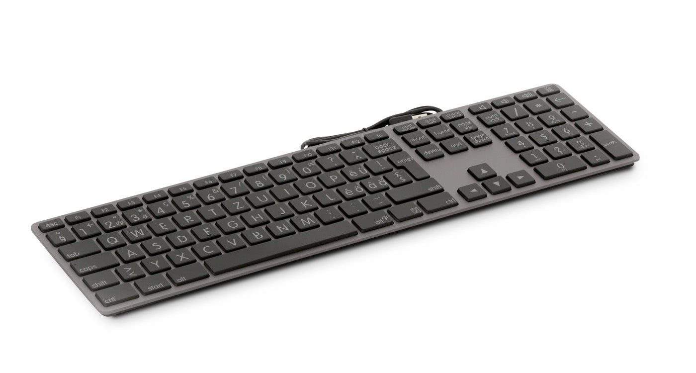 LMP Tastatur, kabelgebunden (USB-A), CH-Layout (DE-CH), Fullsize (mit Ziffernblock), grau – für Windows-PCs