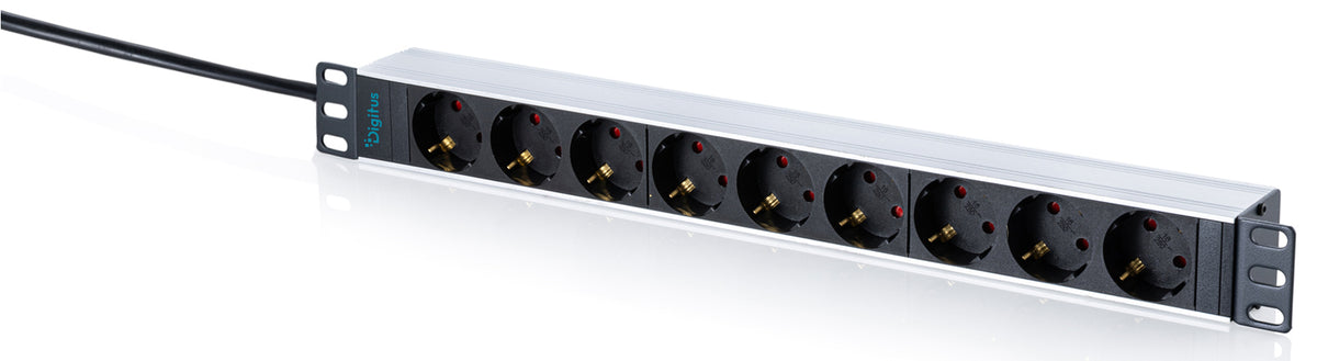 Digitus Rack-PDU – Standard, 1-ph, 1U Rack, 16 A 230 V, 9×Schuko (Typ E/F), 2 m