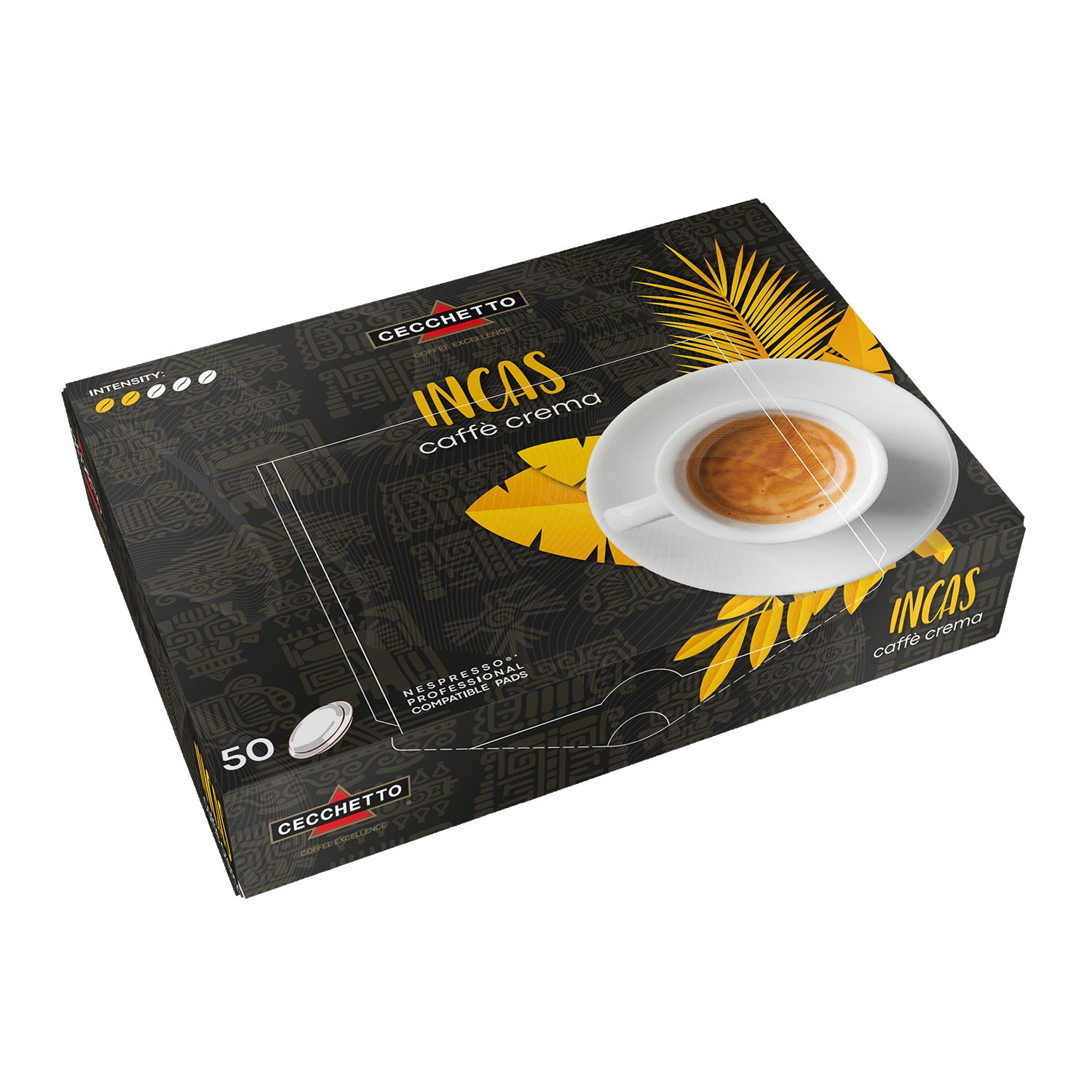 CECCHETTO Incas Caffè Crema – Kaffeepads – Intensität 2, 50 Pads