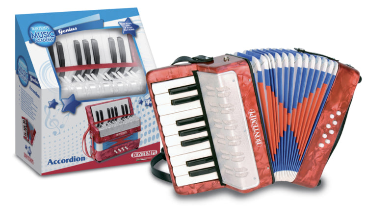 Bontempi Akkordeon – 17 Tasten, 24 cm, Kunststoff, ab 4 Jahren, mehrfarbig