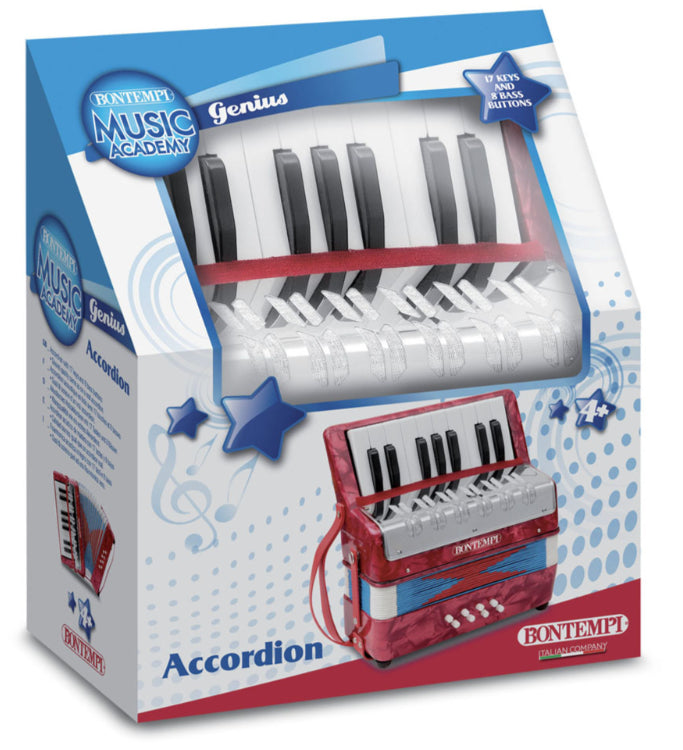 Bontempi Akkordeon – 17 Tasten, 24 cm, Kunststoff, ab 4 Jahren, mehrfarbig