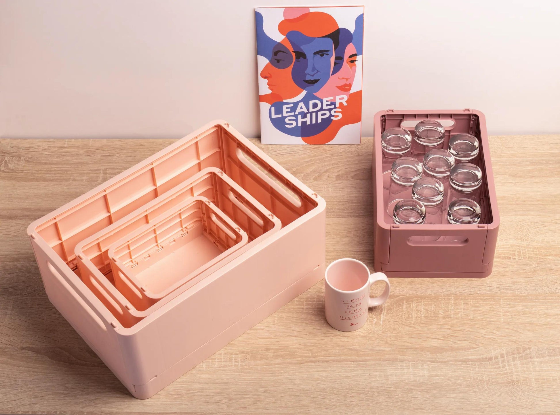 Exacompta Aufbewahrungsbox – für A6+, klappbar, hellrosa, Polypropylen (PP), B 188 × H 95 × T 138 mm