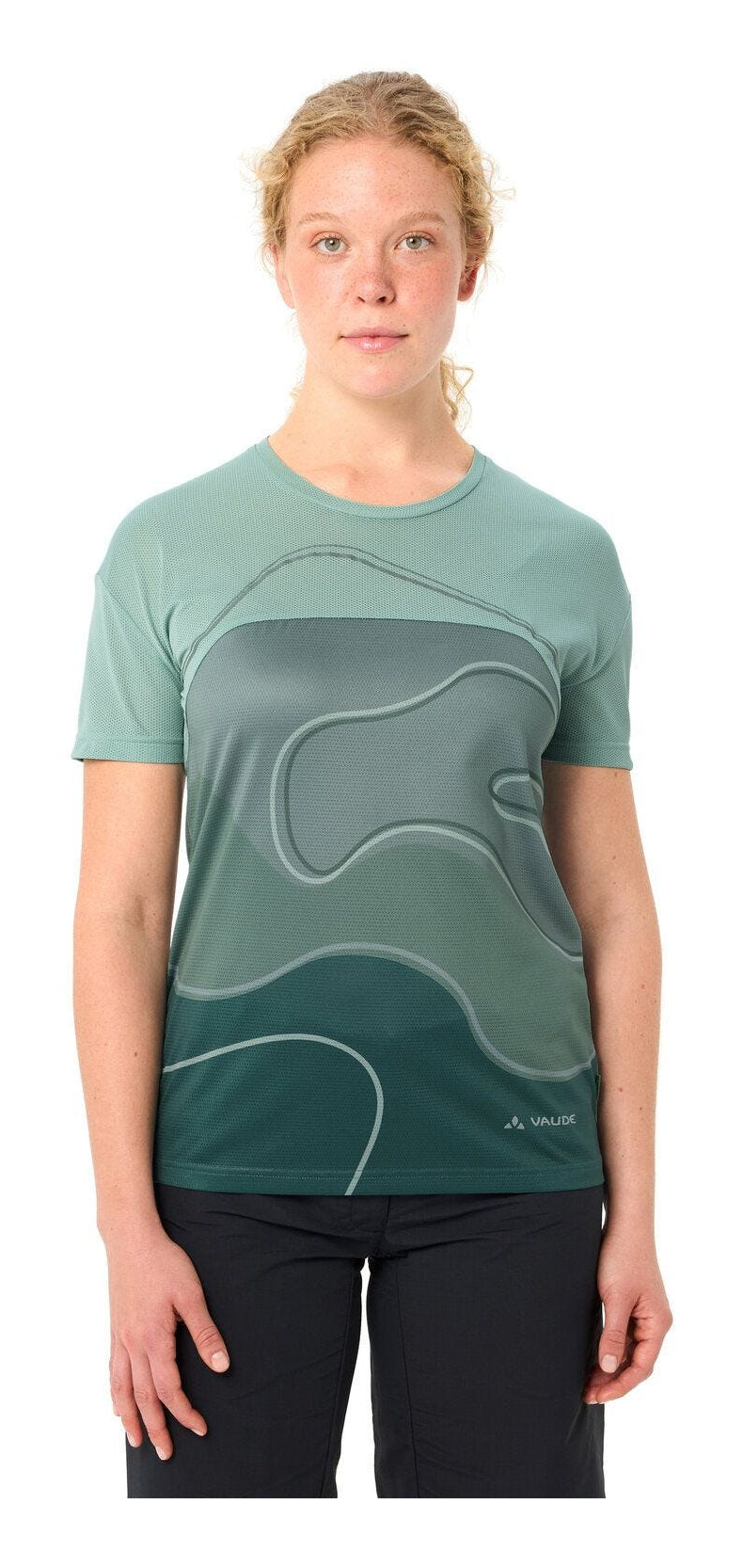 VAUDE T-Shirt Moab VI – kurzarm, Rundhals, Grüner Knopf – Grösse 40 – deep pond – 100% recyceltes Polyester