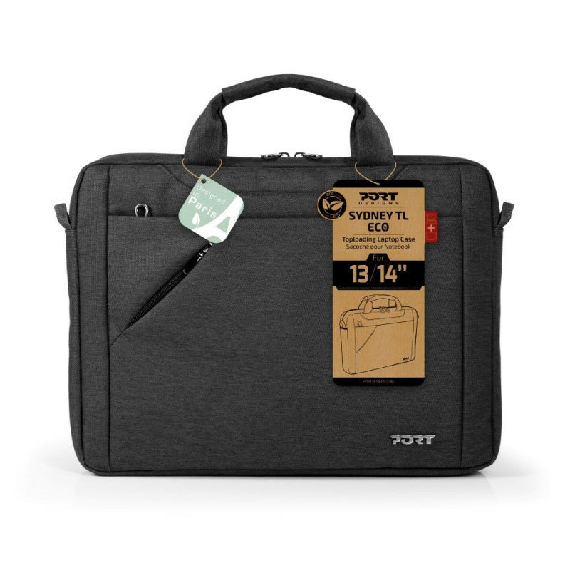 Port Designs Sydney Notebook-Tasche bis 14" – Gepolstertes Laptopfach, Abnehmbarer Schultergurt – Schwarz