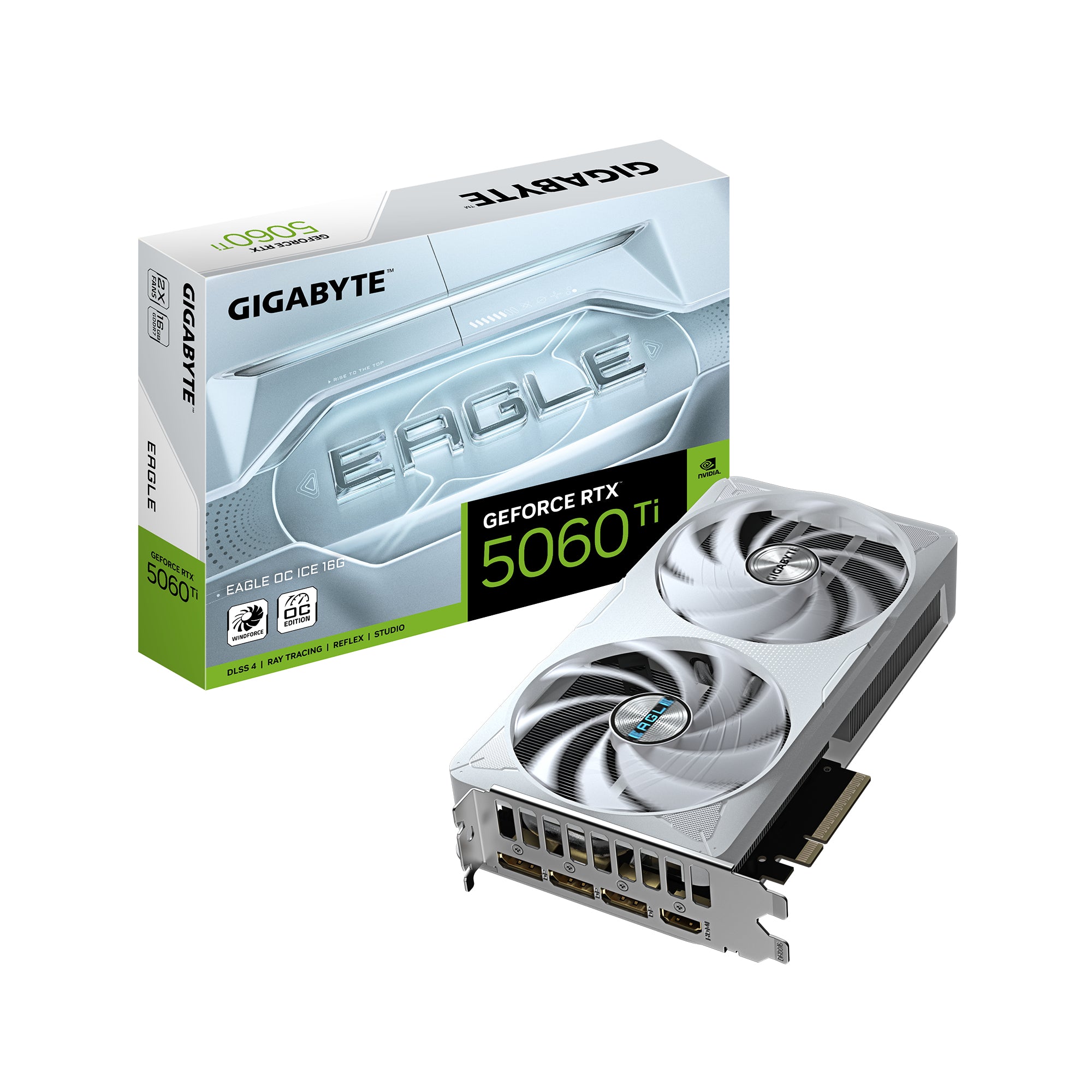 GIGABYTE GeForce RTX 5060 Ti EAGLE OC ICE 16G – Grafikkarte – 16 GB GDDR7, PCIe 5.0, 3×DP, 1×HDMI