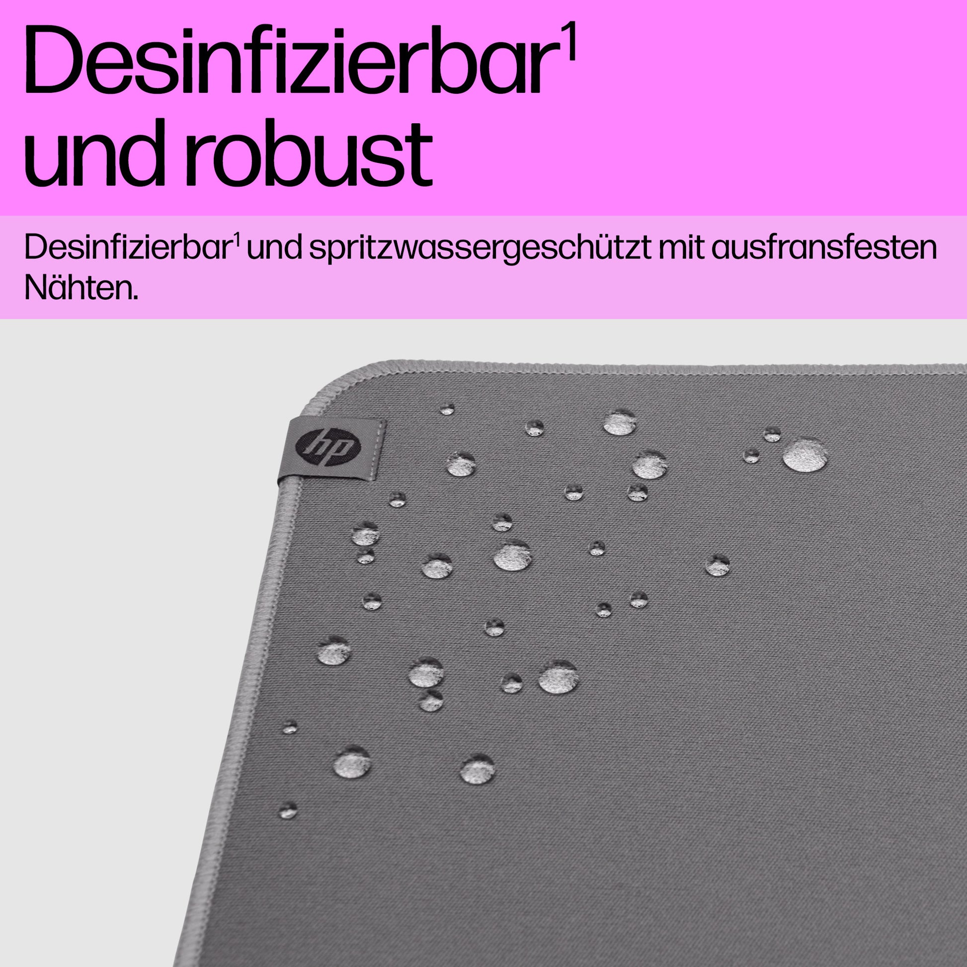 HP 100 – Mauspad – 230 × 200 mm, Polyester/Gummi, Grau