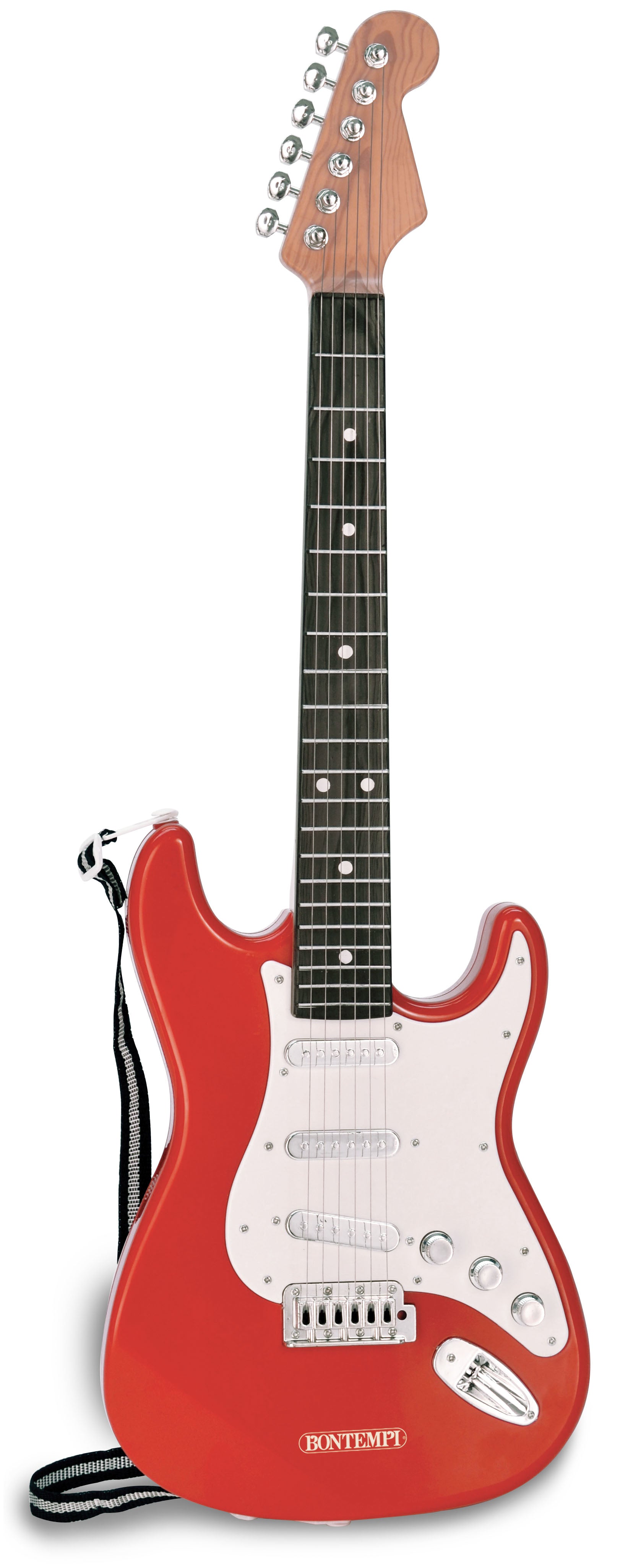 Bontempi Gitarre – 8 Lieder, 3×AA – 67 cm – ab 5 J. – Kunststoff – schwarz/rot/weiss