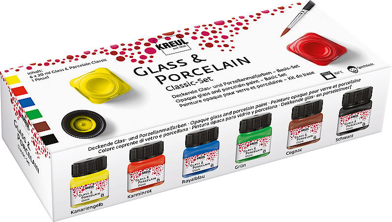 Kreul – Fenstermalfarbe – Set – 6 Farben, 6 × 20 ml, für Glas & Porzellan