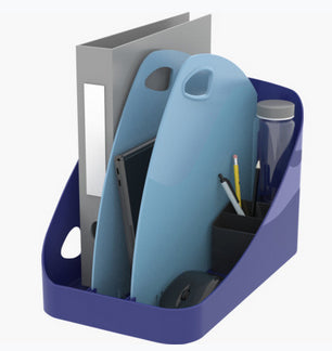 Exacompta Flex Box Aufbewahrungsbox – 3 Fächer, Blau, Kunststoff, B 388 × H 315 × T 225 mm