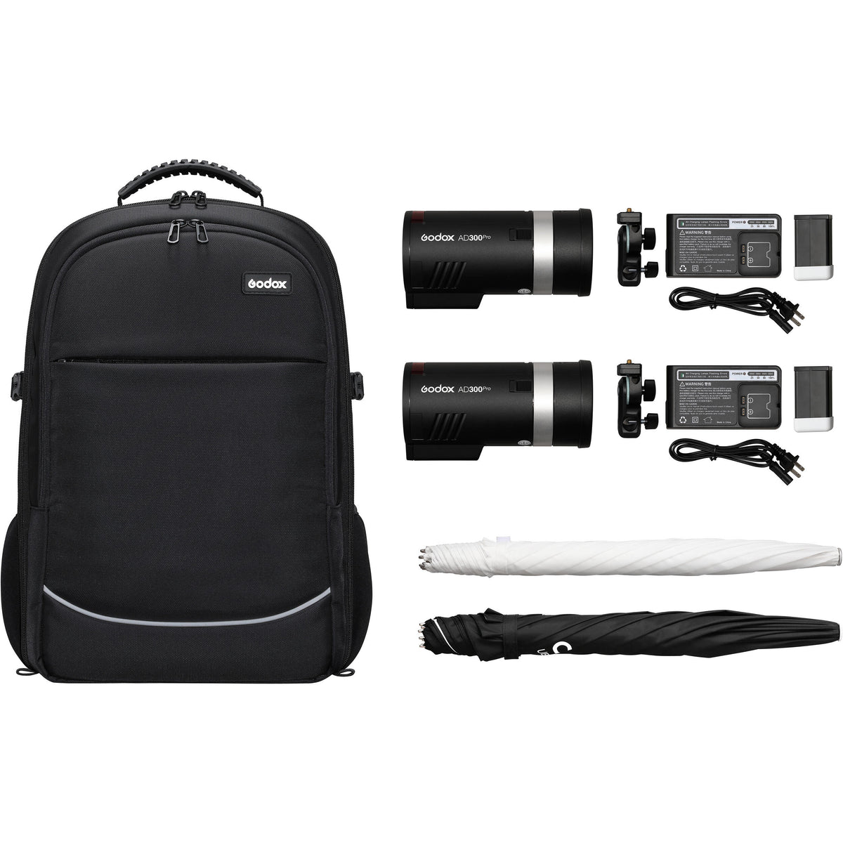 Godox AD300 Pro Studioblitz – 2600 mAh LiPo-Akku, 14,4 V, TTL – 32 Kanäle, 100 m Reichweite – Schwarz