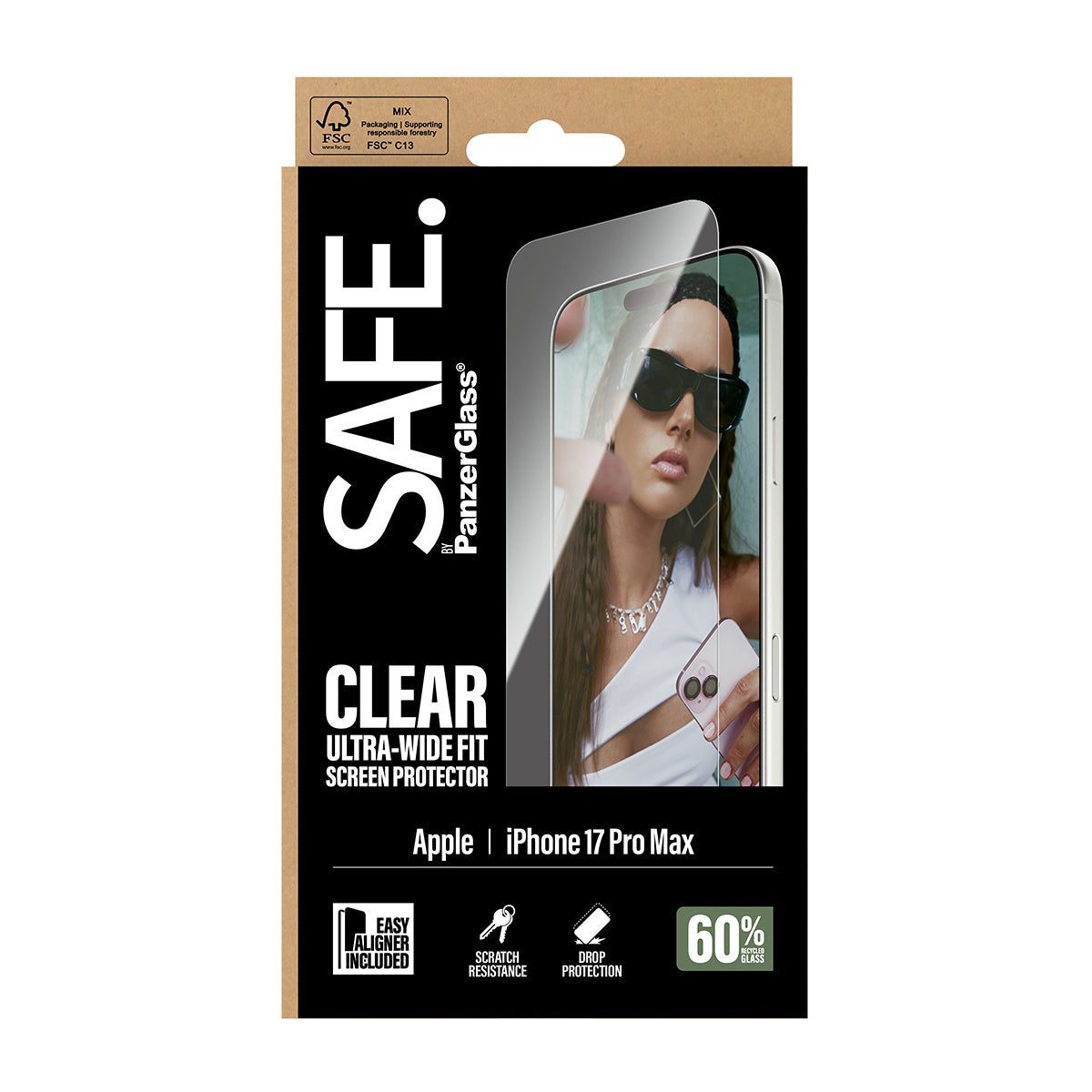 PanzerGlass Displayschutzglas – für Apple iPhone 17 Pro Max – kratzresistent, anti-fingerprint, Hartglas