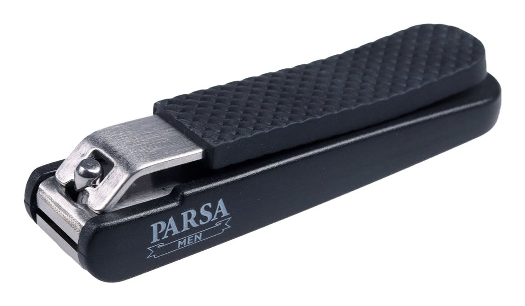 Parsa Beauty Nagelknipser – für Herren, Flachblatt – 1 Stk – Schwarz – Edelstahl/TPR