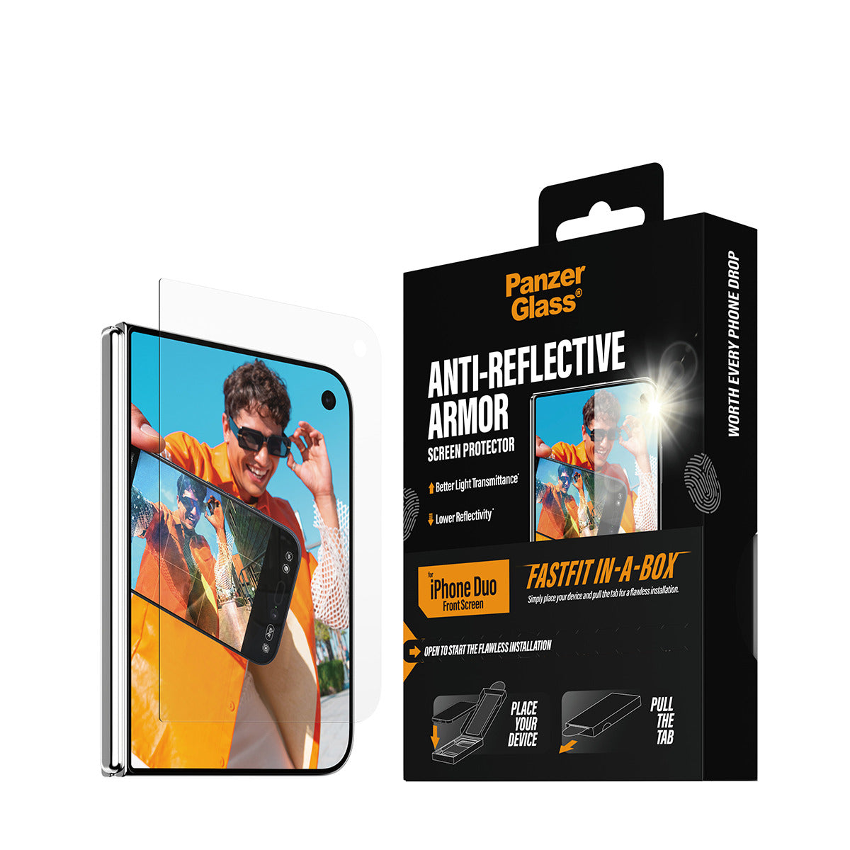 PanzerGlass Displayschutz (Panzerglas), Antireflex – für iPhone Duo