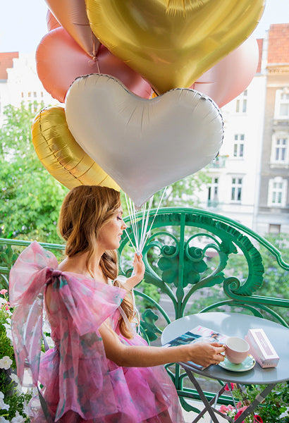 PartyDeco Folienballon Herz – Weiss – 61 × 53 cm – Folie – 1 Stk