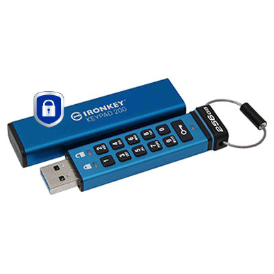 Kingston Technology Kingston IronKey KEYPAD200 USB-Stick – 256 GB, AES-256, FIPS 140-3 Level 3 (ausstehend), Tastenfeld