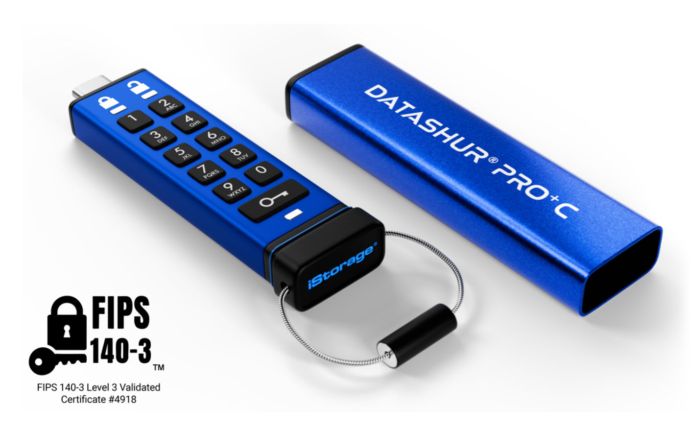 iStorage datAshur Pro+C – 512 GB USB-C Verschlüsseltes Laufwerk, AES-XTS 256 HW, FIPS 140-3 L3, IP68