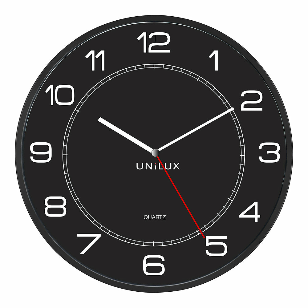 Unilux Wanduhr MEGA Schwarz – Rund