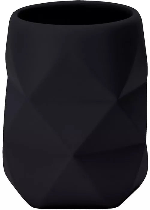 Kleine Wolke Zahnputzbecher Crackle – Polyresin (Kunststein), 8×8×10 cm, Schwarz