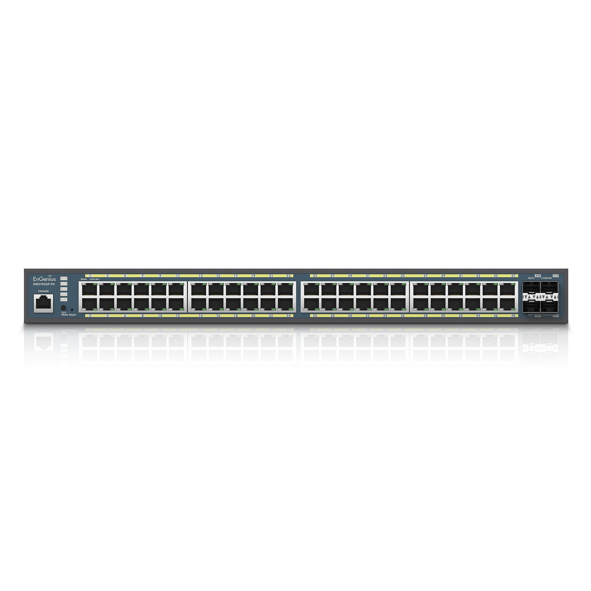 EnGenius EWS7952P-FIT – Managed L2/L3 Switch – 48× 1G, 4× SFP, PoE+, PoE-Budget 410 W, 19"