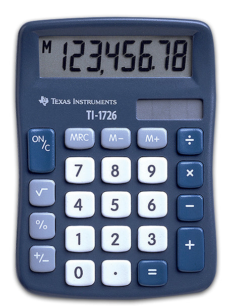 Texas Instruments Taschenrechner TI-1726 – 8-stellig – Solar/Batterie – Blau