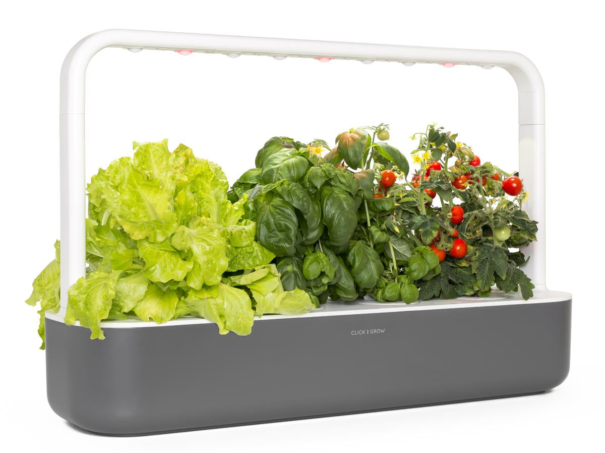 Click & Grow Smart Garden 9 – Zubehör – 9 Ablagen, Integrierte Beleuchtung, 4 l – Dunkelgrau