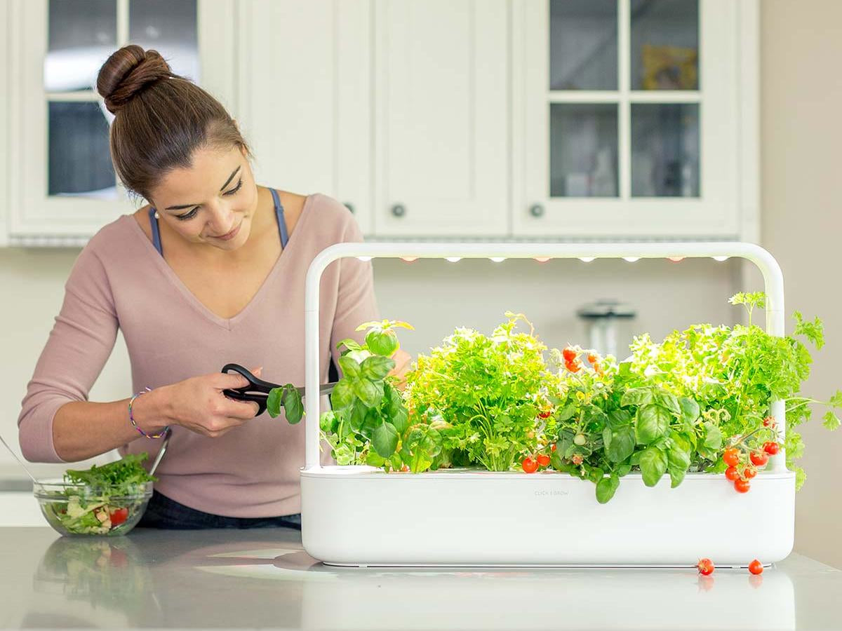 Click & Grow Smart Garden 9 – Zubehör – 9 Ablagen, Integrierte Beleuchtung, 4 l – Dunkelgrau