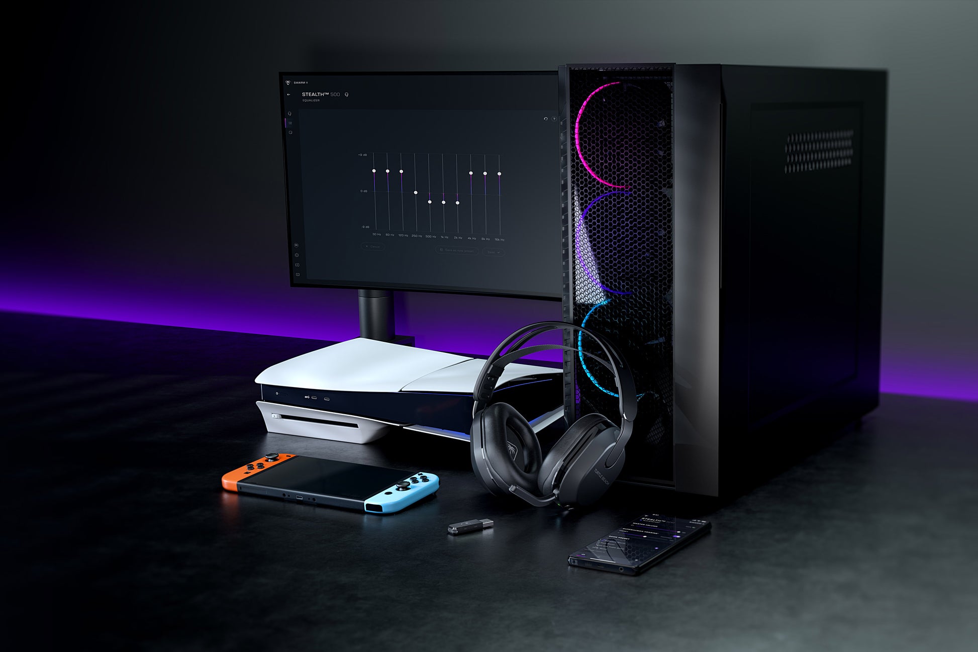 Turtle Beach Stealth 500 – Gaming-Headset – 2,4 GHz + Bluetooth 5.2, räumliches Audio – Schwarz – für PS5