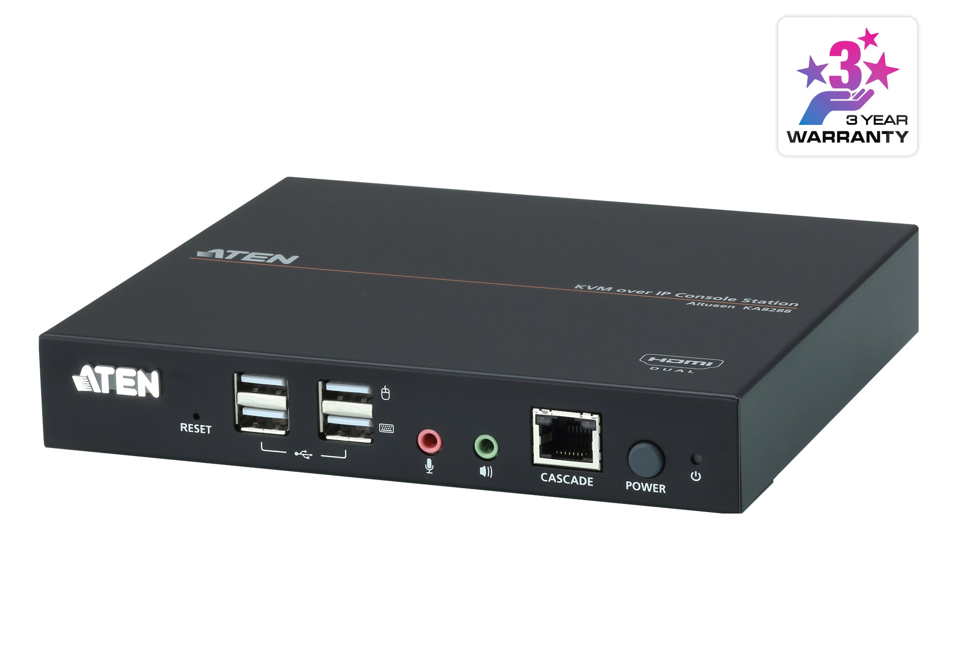 ATEN KA8288 – KVM-Extender-RX Konsolenstation – Dual HDMI, Dual-View – 1920 × 1200/60 Hz, USB (Virtual Media)