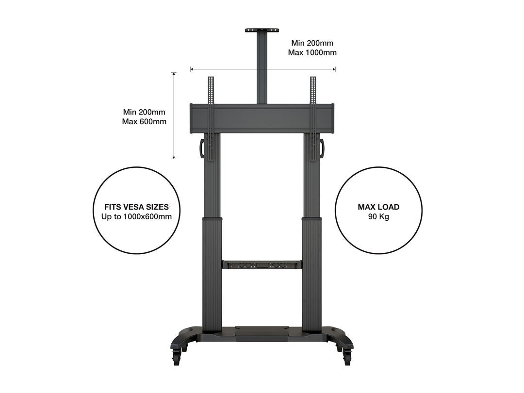 Multibrackets M Floorstand 180 HD – Displayständer, höhenverstellbar, für 98", VESA 900×600, bis 90 kg
