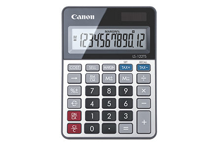 Canon Tischrechner CA-LS122T – 12-stellig – Solar/Batterie – Grau