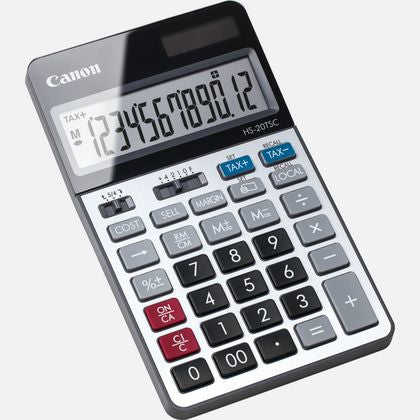 Canon Tischrechner HS-20TSC – 12-stellig, LCD, Steuer/Währung, Solar + Batterie, 108×180×26 mm