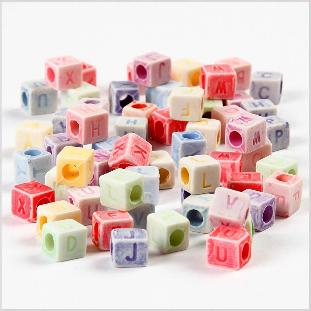 Creativ Company Acrylperlen, quadratisch – mehrfarbig – 6 × 6 × 6 mm, Loch 3 mm – 2'300 Stk.