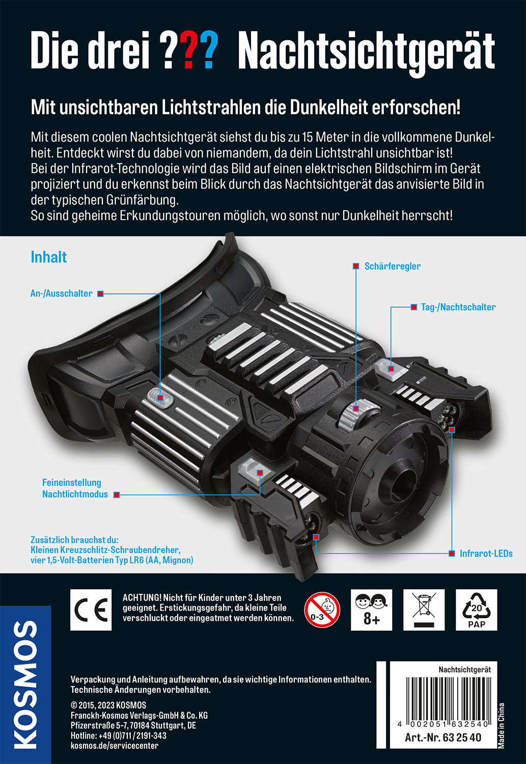 Kosmos Nachtsichtgerät – Detektiv – 4× AA – ab 8 J. – mehrfarbig – 1 Stück